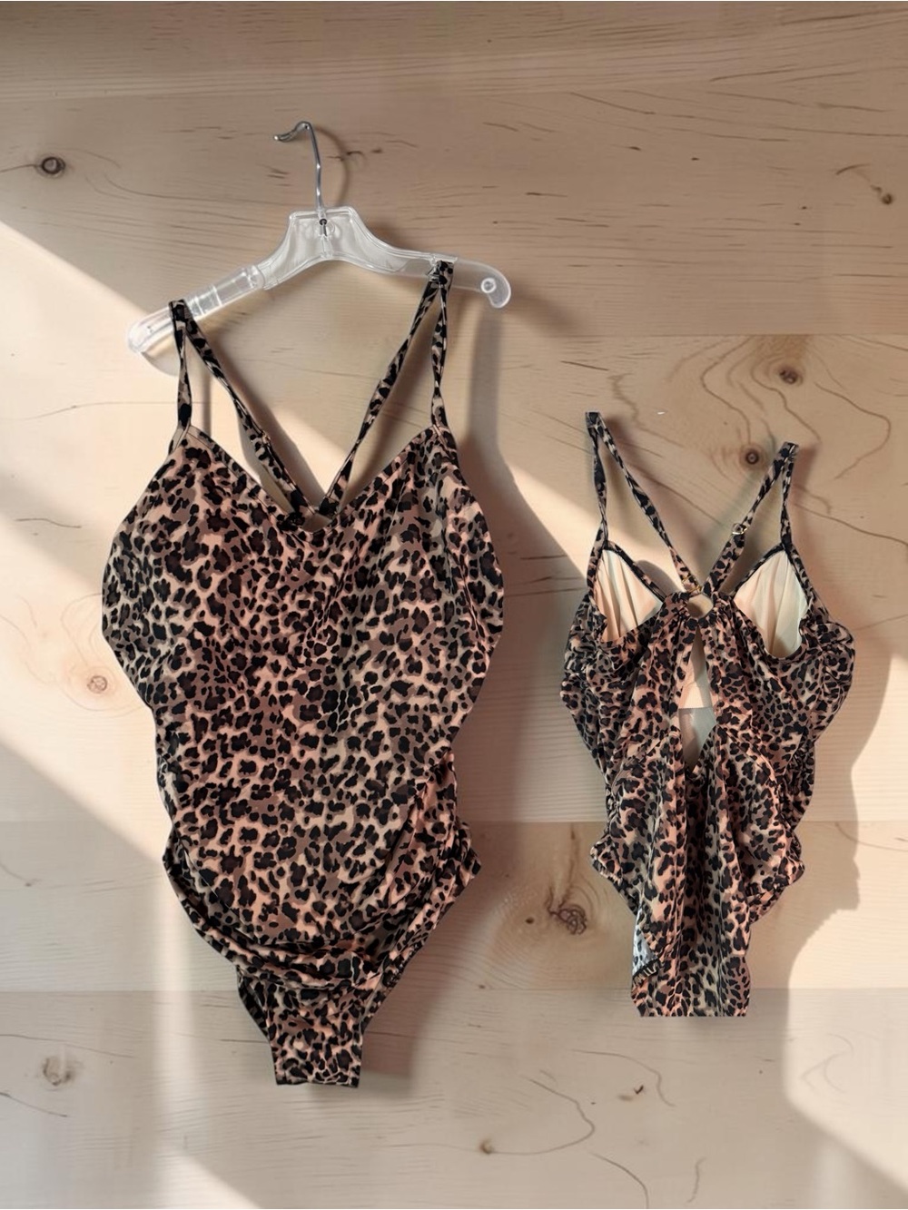 Aqua Green Leopard Print One-Piece Swimsuit in Tan and Black